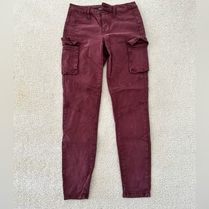 High Rise Maroon Cargo Pants Jeggings
